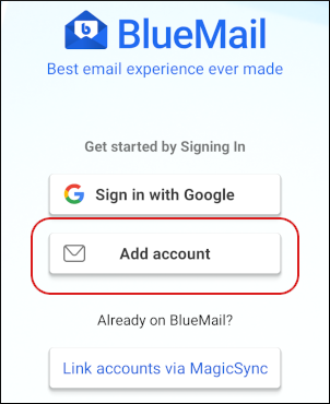 BlueMail - Add account