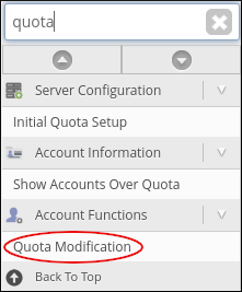 WebHost Manager - Quota Modification